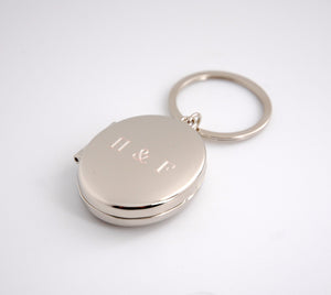Personalized keychain with photo frame, custom engraved with name