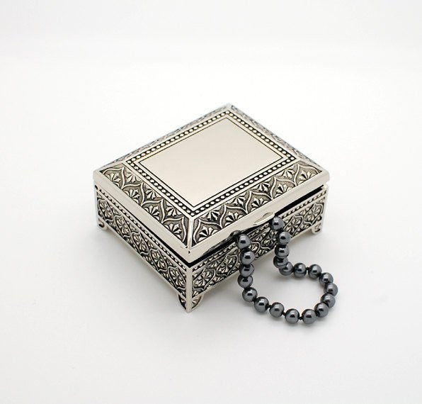 Monogrammed jewelry box 4 Inch Engraved with 3 letters