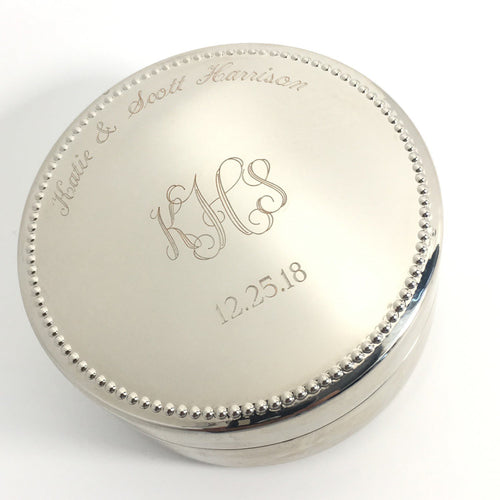Personalized Jewelry Box with Monogram - Engraved with Name and Date