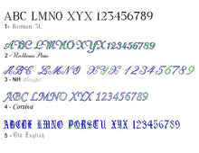 Engraving font choices: Roman 3L, Rechtman Plain, NH Script, Corsiva and Old English