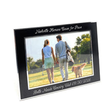 Personalized black and silver photo frame, engraved to order