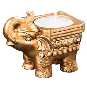 Gold Good luck Indian Elephant candle holder