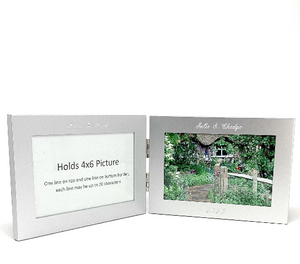 Twin Personalized Horizontal photo frame 4x6 -  Engraved Double Picture frame for birthday, wedding, or anniversary