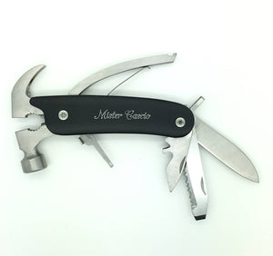 Hammer Design Multi-Tool Folding Knife in Gift Box and Pouch Comes Personalized with Engraving