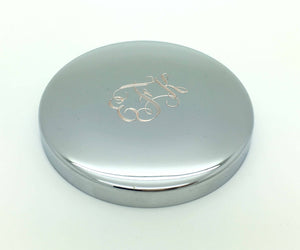 Personalized round jewelry box for Bridesmaid, Engraved with Name or Monogram