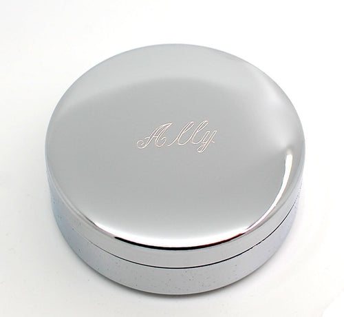 Personalized round jewelry box for Bridesmaid, Engraved Jewelry Box with Name or Monogram, Shinny surface gret for engraving