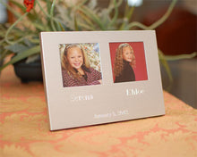 Personalized brush metal silver photo frame - double photo frame - Engraved photo frame