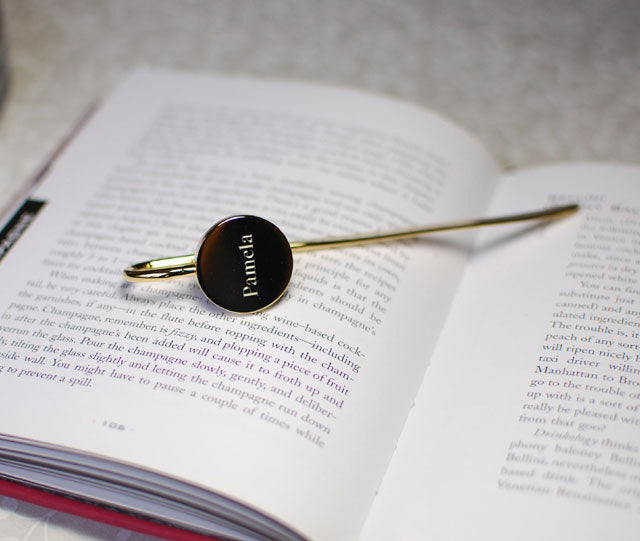 Personalized bookmark, engraved gold bookmark, engraved metal bookmark