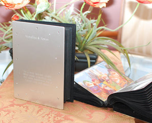 Personalized photo album Engraved with quote and logo