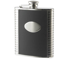 Black leather flask - Stainless steel flask - Personalized flask 6 oz - The tux flask