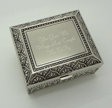 Personalized jewelry box - 4 Inch Antique jewelry box - Engraved keepsake box - Silver trinket box