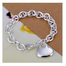 Personalized bracelet Heart charm -  engraved silver jewelry