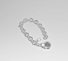 Personalized bracelet Heart charm -  engraved silver jewelry