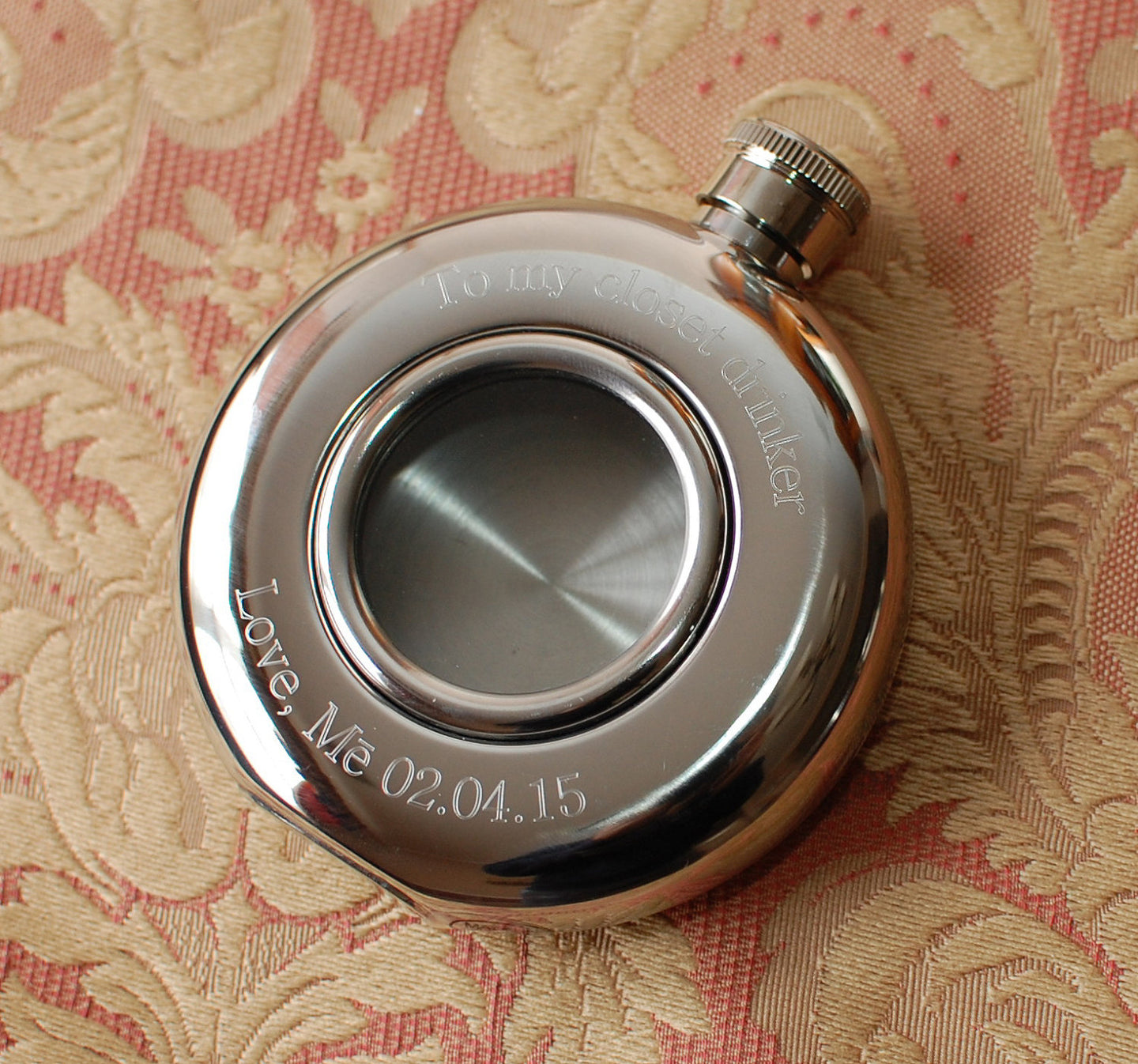 Personalized flask with front engraving - Engraved flask - Round custom flask - Groomsmen flask