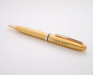 Personalized pen - Frosted golden ballpoint pen engraved with name