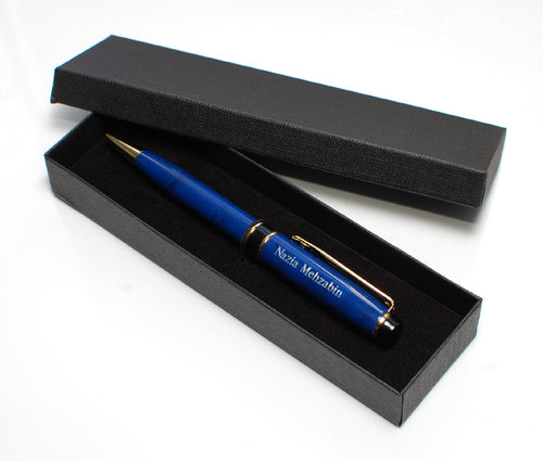 Personalized Pen Blue Brass Ballpoint, custom engraved pen, graduation gift, father's day gift