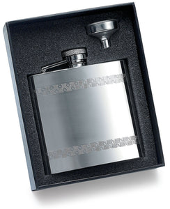 Personalized Checkered design Stainless pocket flask in gift box- Engraved with Name