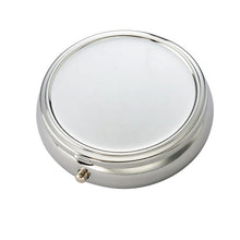 Personalized Silver Round Pill Box - Engraved pill holder with desired text - monogram pill container