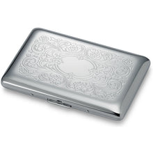 Personalized Business Card Case with Floral Chrome Plated design - Engraved Card Case Bridesmaid Gift