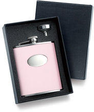 Personalized flask - Engraved steal 6 oz flask - Pink Leather Monogram liquor flask - Bridesmaid or maid of honor gift